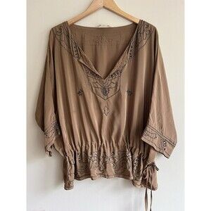 Polo Jeans Ralph Lauren | Womens Beaded Brown Boho Tunic | Size Medium